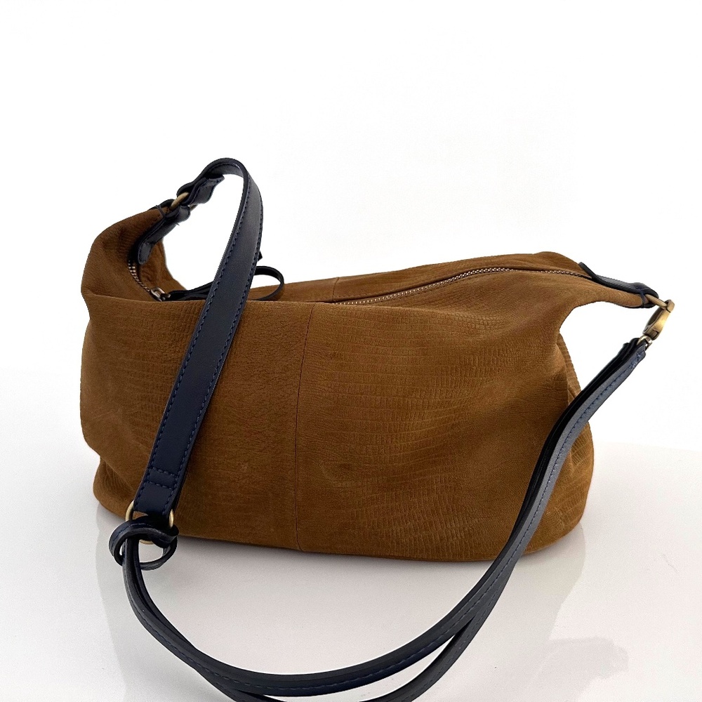 Olive-Brown Textured Suede Shoulder Purse by Zara Woman